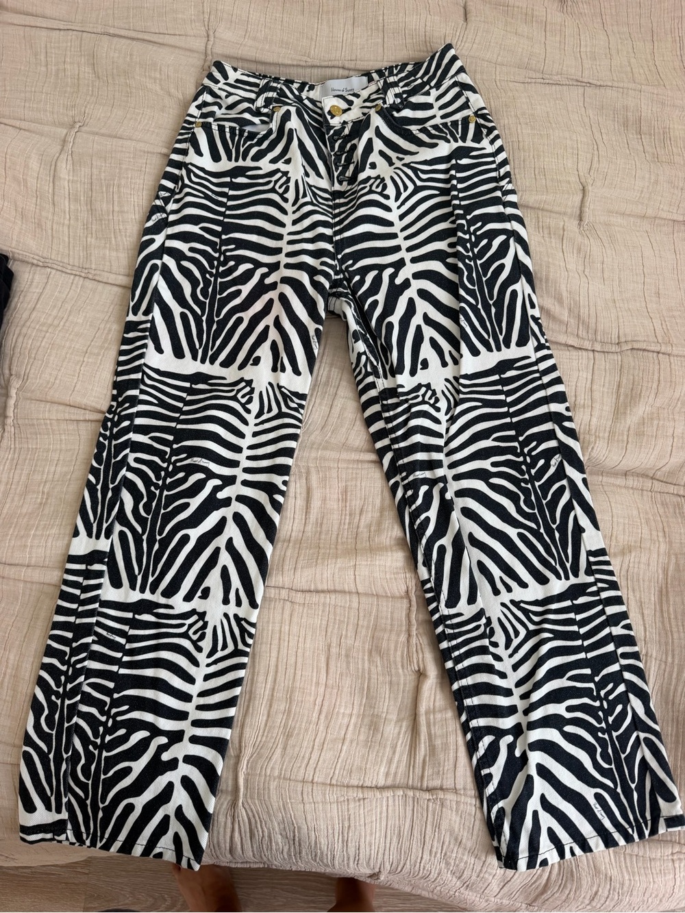HOUSE OF SUNNY Black & White Zebra Print Wide-Leg Pants